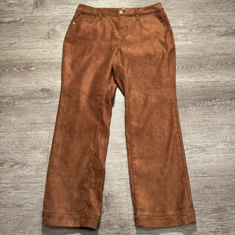 Vintage Coldwater Creek Pants Womens 8 Brown Y2K‎ Suede Straight Leg 30x26 Y2k